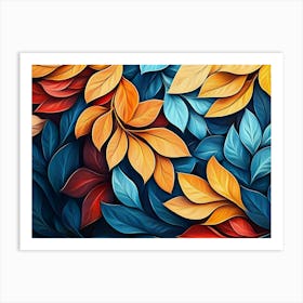 Beautiful Illustration Of Colorful Leaves 5 Art Print