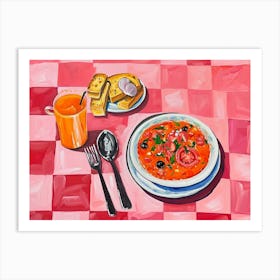 Mediterranean Food Selection Pink Checkerboard 4 Art Print