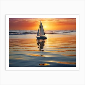 Sailboat At Sunset 1 Art Print