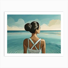 Woman In The Ocean Art Print