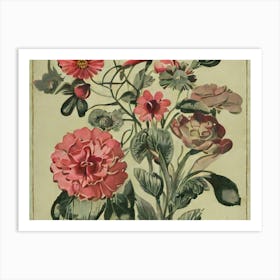 Pink Flowers In A Frame Art Print