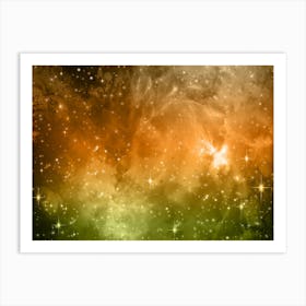 Brown Orange Galaxy Space Background Art Print