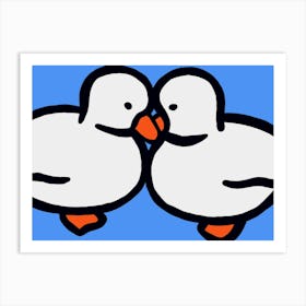 Couple Of Ducks Kissing Art Print