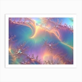 Abstract Colorful Swirling Pattern, Resembling Flower Petals In Light Blue, Pink, And Orange Hues Art Print