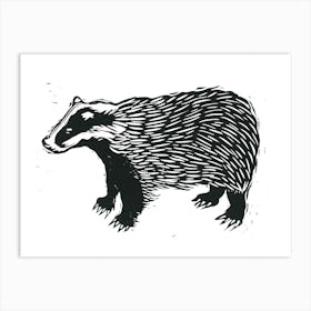 Badger Linocut Art Print
