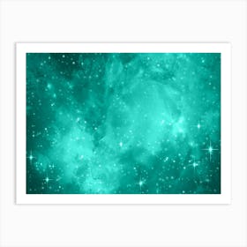 Turquoise Galaxy Space Background Art Print