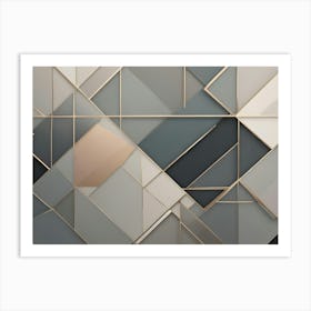 A Geometric Pattern Of Gray And Black Squares With Gold Lines, Creating A Modern And Elegant Design Art Print