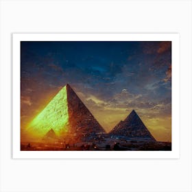 Pyramids Egypt Desert Sunset Art Print