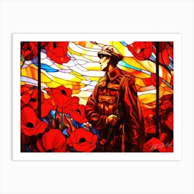 Soldier Reminiscing - Poppy Soldier Art Print