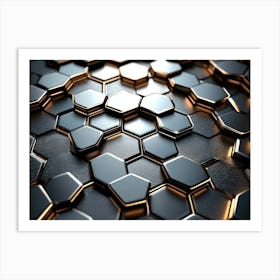 3d Art Background, Metal High Quality Hexagon Rendering Design Honeycomb 2 Art Print