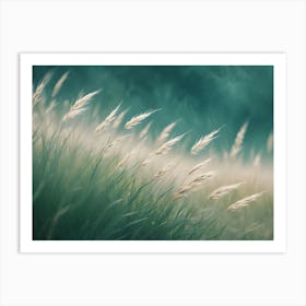 A Field Of Tall, Thin Grass With Feathery Tops Blowing In The Wind Art Print