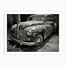 Old Car In Ruins Art Print