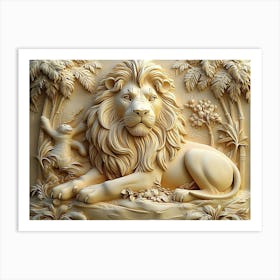 Beautiful 3d Lions 1 Art Print