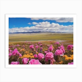 Pink Flowers In Tibet Art Print