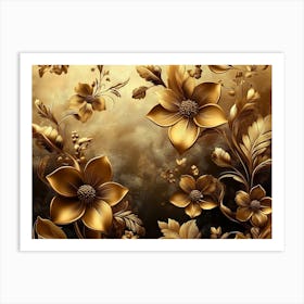 Golden Flowers 10 Art Print