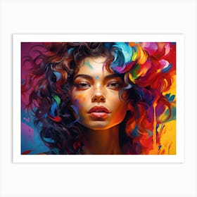 Girl With Colorful Hair Art Print