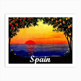 Sunset At Spain, Vintage Travel Poster Art Print