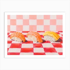 Sushi Pink Checkerboard 2 Art Print