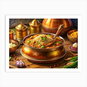 Traditional Indian Dish Served In A Copper Bowl Art Print