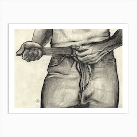 Undoing Belt Drawing erotic pencil Art Print