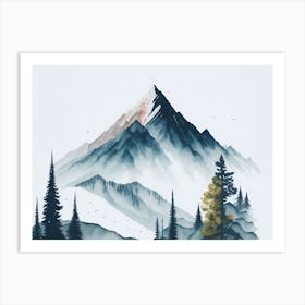 Mountain And Forest In Minimalist Watercolor Horizontal Composition 373 Art Print