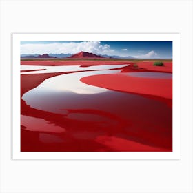 Landscape Of Red Mud Adobe Walls On The Tidal Flats Art Print