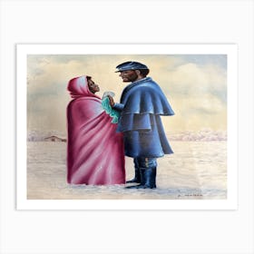 Couple In The Snow Art Print