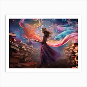 Girl In A Library Art Print