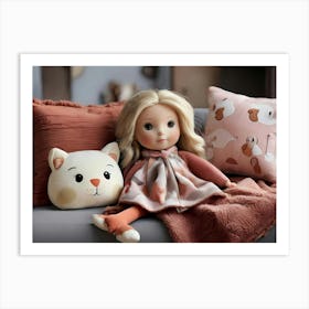 Doll And Cat Art Print