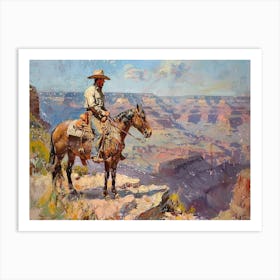 Cowboy In Grand Canyon Arizona 3 Art Print