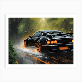 Car In The Rain Art Print