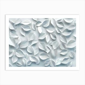 3d White Leaves Background 1 Art Print