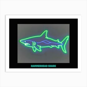 Green Scalloped Hammerhead Neon Shark 1 Poster Art Print