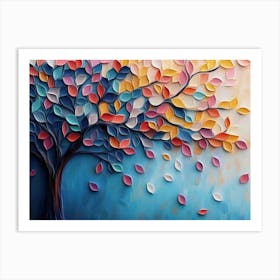 Colorful Tree with Leaves on Hanging Branches 3 Art Print