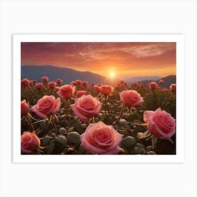 Sunset Roses Art Print