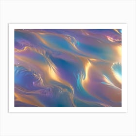 Abstract Background Of Swirling, Iridescent Lines In Shades Of Blue, Purple, And Orange, Creating A Mesmerizing And Dynamic Effect Art Print