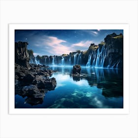 Waterfalls At Night Art Print