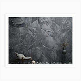 Abstract Stone Material Structure Grey Rock Halloween Granular Rough Wallpaper Stucco Dar (34) Art Print