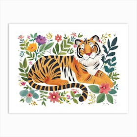 Little Floral Siberian Tiger 1 Art Print