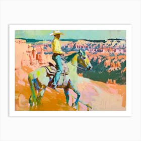 Neon Cowboy In Bryce Canyon Utah Painting Art Print