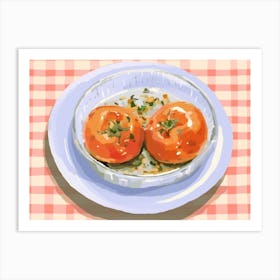 A Plate Of Stuffed Peppers, Top View Food Illustration, Landscape 1 Art Print