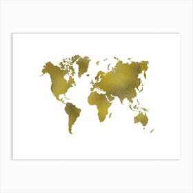 Gold World Map 1 Art Print
