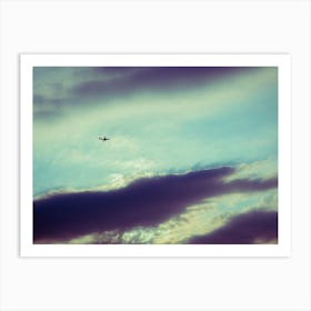 Silhouette Of An Airplane Flying In Sunset Sky 1 Art Print