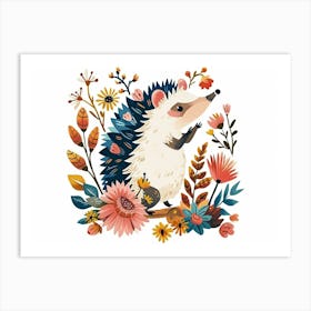 Little Floral Hedgehog 1 Art Print