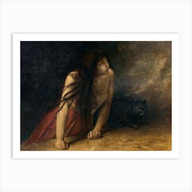 The Witch by Jean-Francois Portaels 1800s - 19th Century Remastered oil of canvas Witchy Art Print Dark Aesthetic Gallery Wall Decor Black Cat Witchcraft Pagan Unusual Art Print