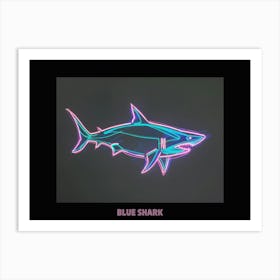 Neon Pink Blue Shark Poster 1 Art Print