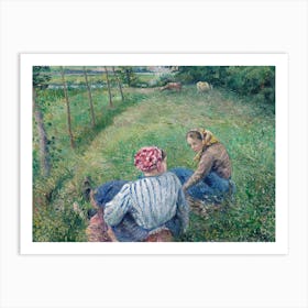 Young Peasant Girls Resting In The Fields Near Pontoise (1882), Camille Pissarro Art Print