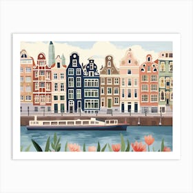 Amsterdam Canal Landscape Watercolour Art Print