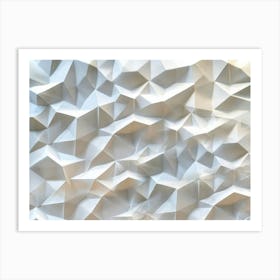 White 3d Wall Panel with Geometric Abstract Design Art Print