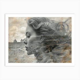 Temporal Resonances: A Conceptual Art Collection. Woman'S Face Art Print